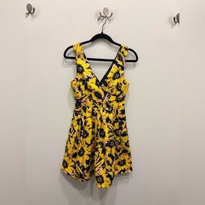 J. Crew Yellow and Black Floral Dress